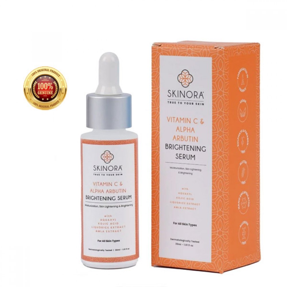 Skinora Vitamin C & Alpha Arbutin Brightening Serum| Moisturization and Skin Brightening| For All Skin Types